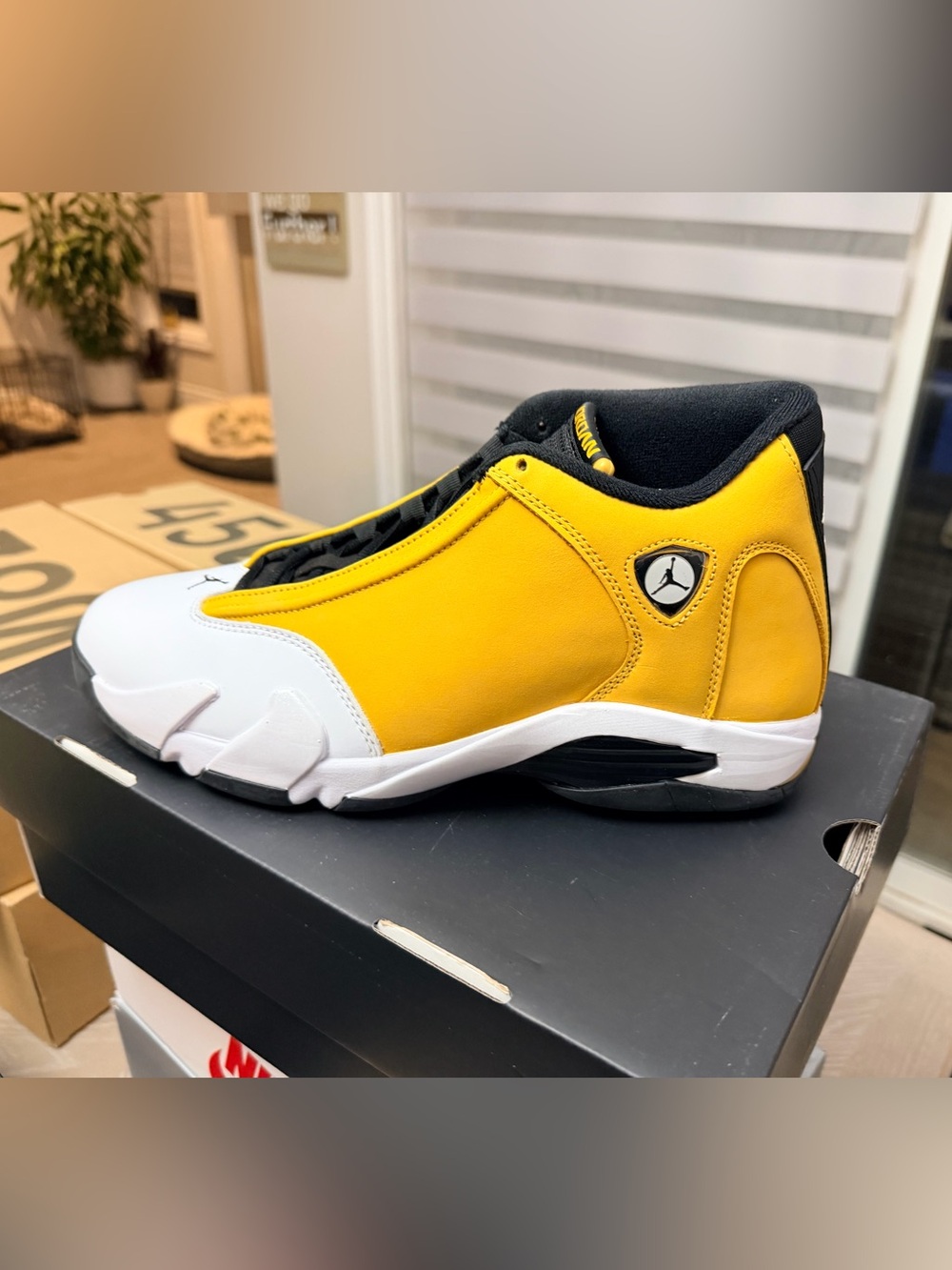 Air Jordan Retro Low-Top Sneakers in Yellow, White & Black